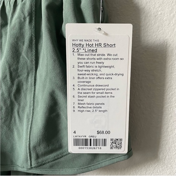 NWT Lululemon Hotty Hot High-Rise Lined Short 2.5” Grey Eucalyptus Size 4 - Picture 6 of 7